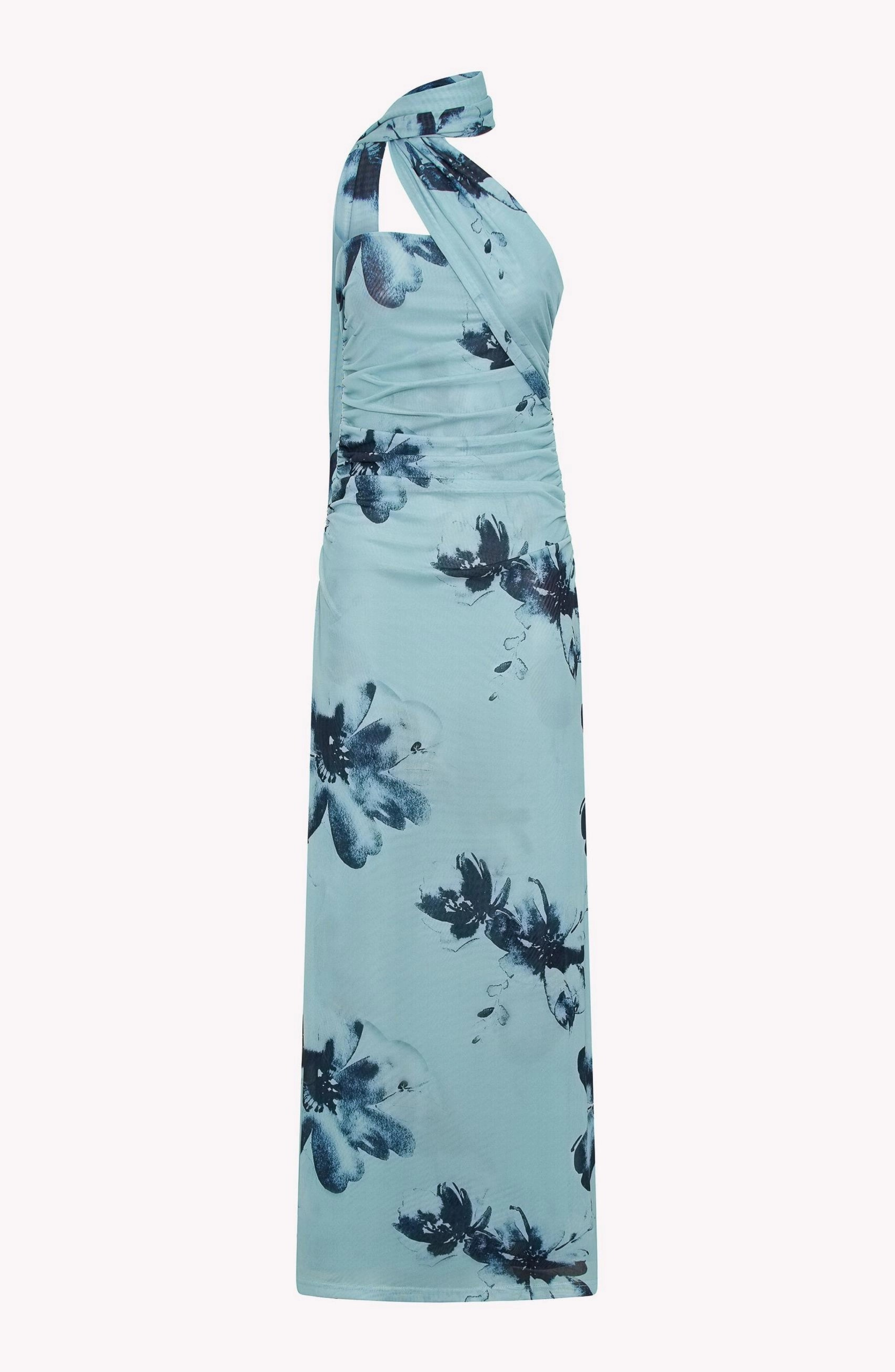 Floral print sleeveless bodycon midi dress full length view