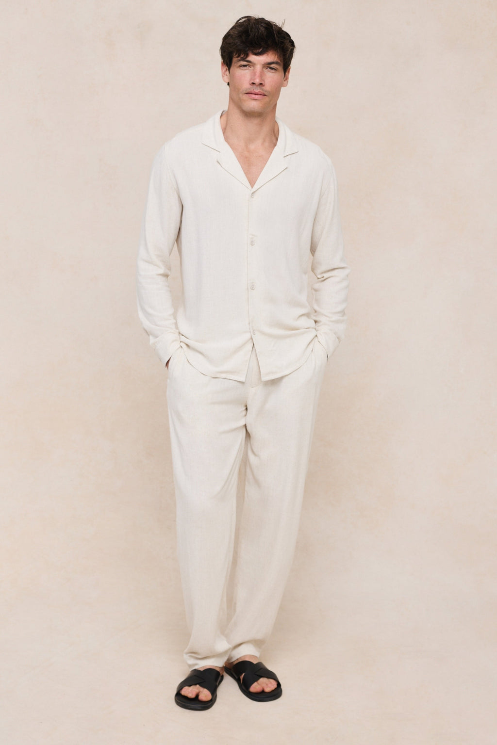 Oatmeal relaxed linen shirt