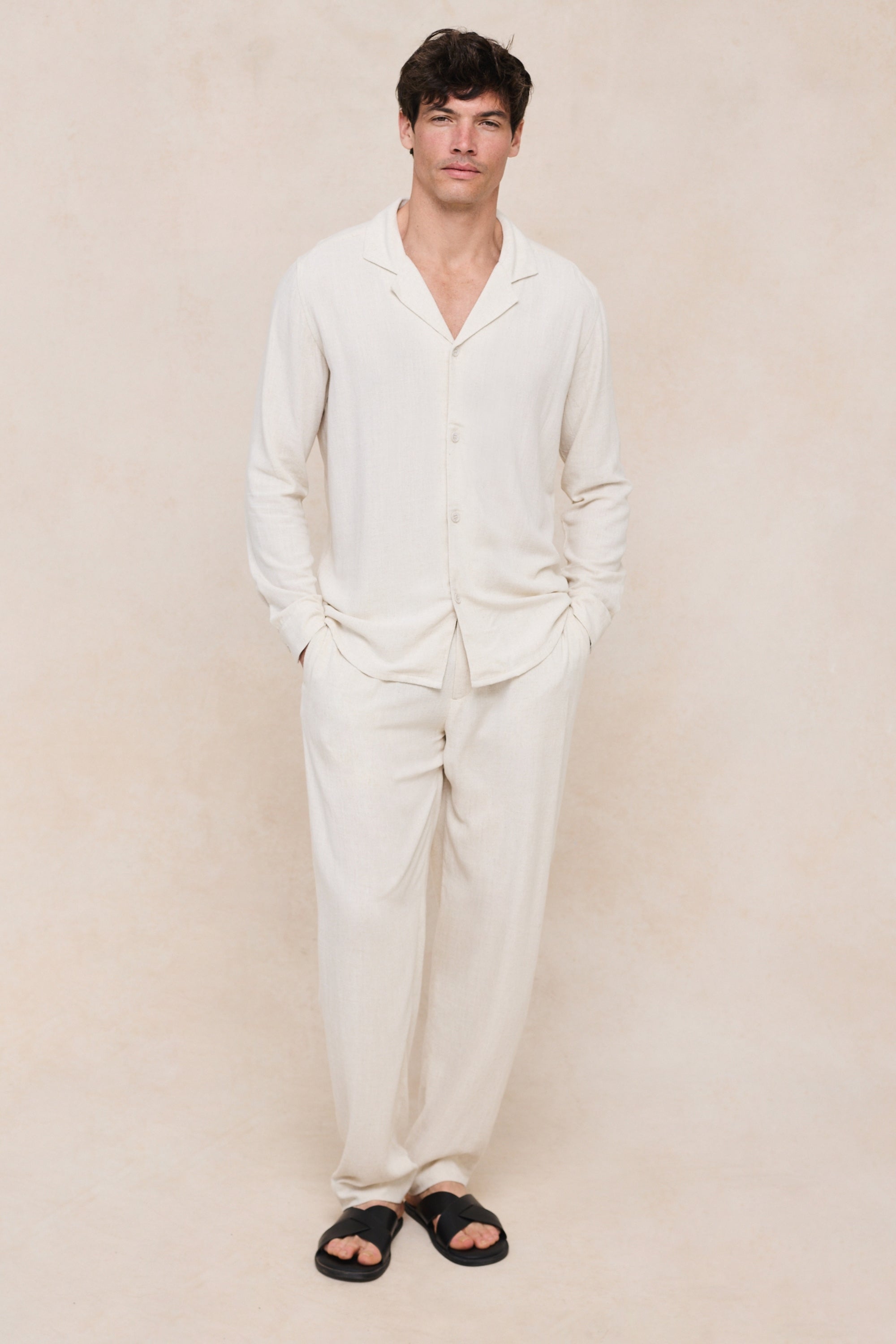 Oatmeal relaxed linen shirt