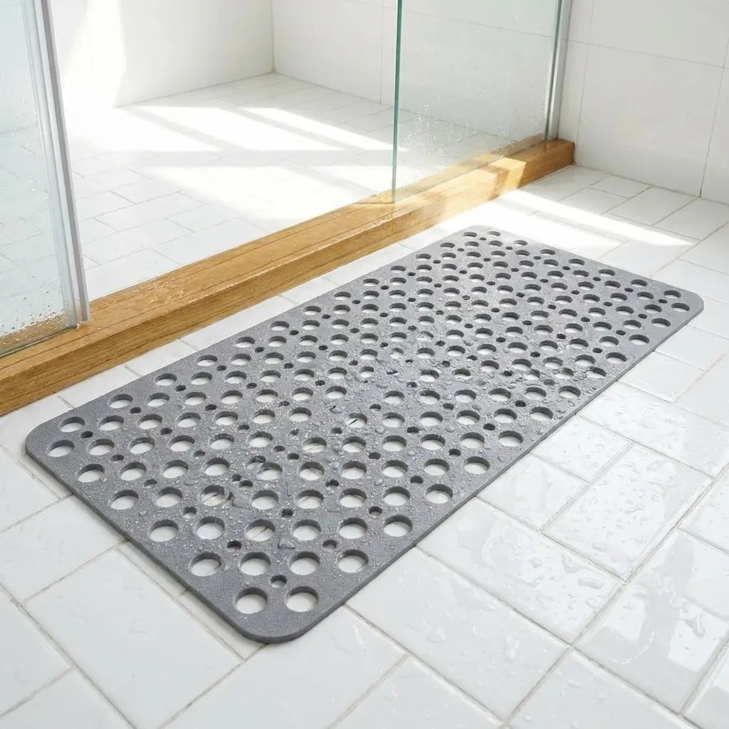 Non-slip shower mat in bathroom
