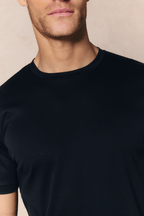 Luxe mercerised cotton t-shirt in black, front view