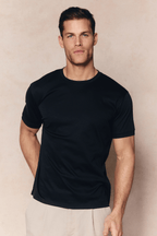 Luxe mercerised cotton t-shirt in black, side view