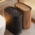 Marble-pattern trash can with lid