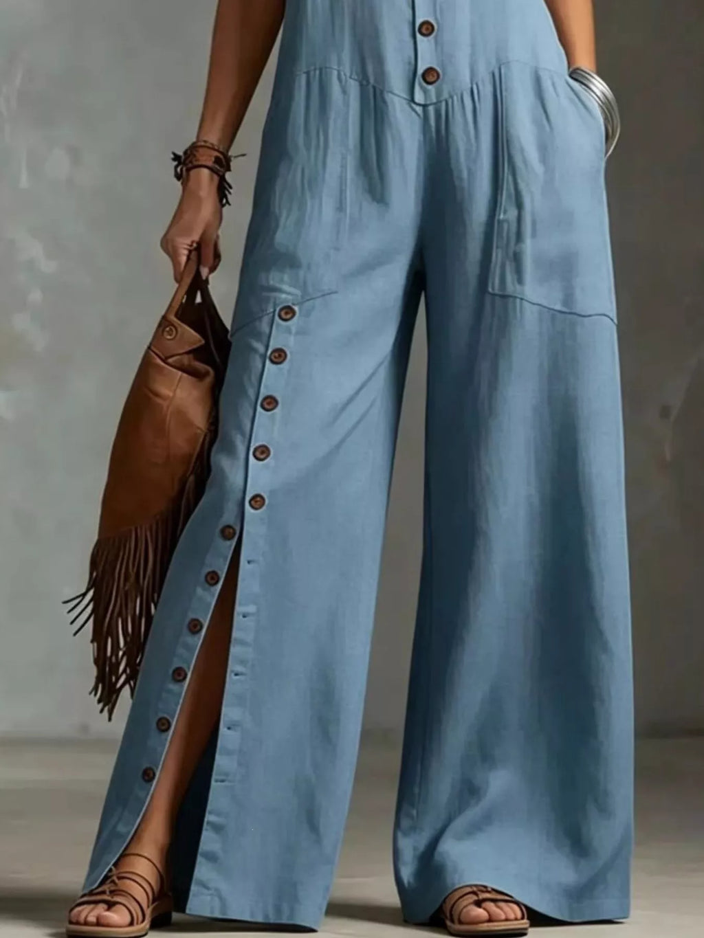 Sleeveless wide-leg jumpsuit - detail view