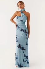 Floral print sleeveless bodycon midi dress front view