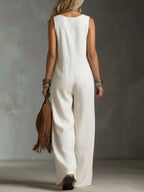 Sleeveless wide-leg jumpsuit - detail view