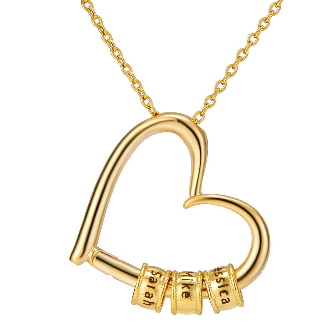 Gold heart name necklace detail