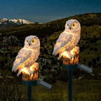 Solar owl garden light detail