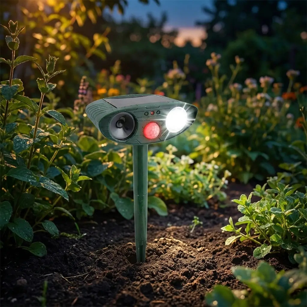 Ultrasonic deer deterrent in garden