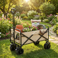 Foldable garden trolley cart in a garden
