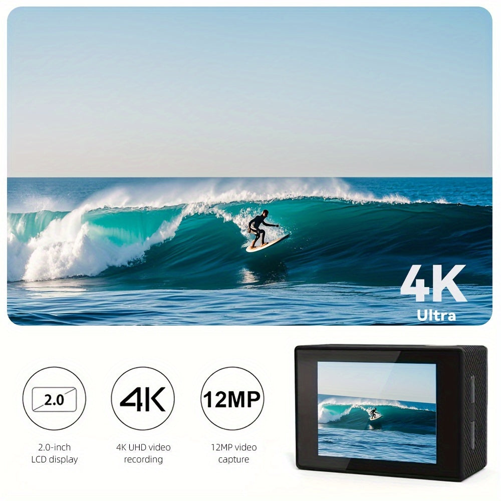 Action Camera with WiFi & 170° Lens — Waterproof Sports Cam Kit