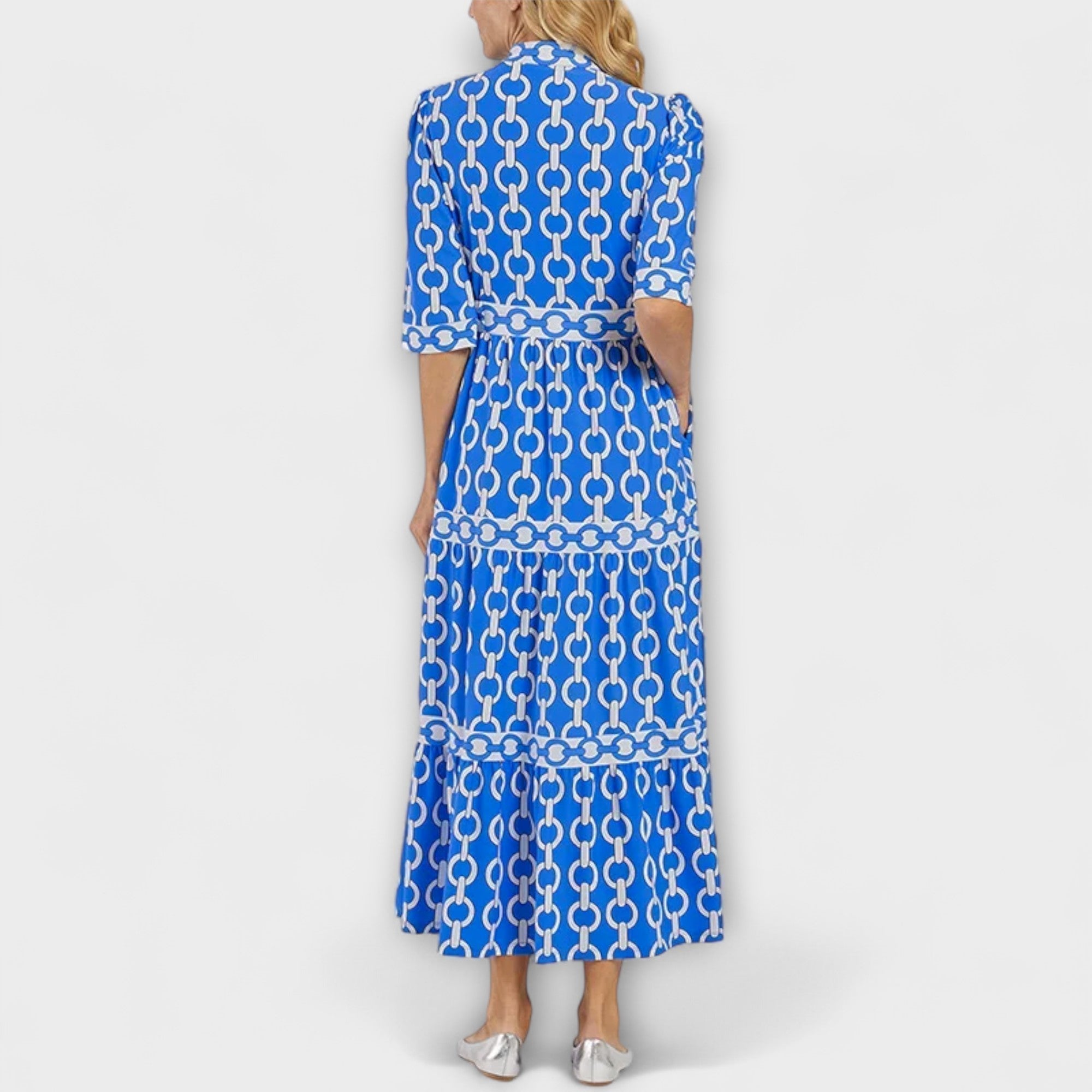 Chain-print midi dress detail