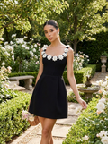 Floral appliqué fitted mini dress lifestyle hero
