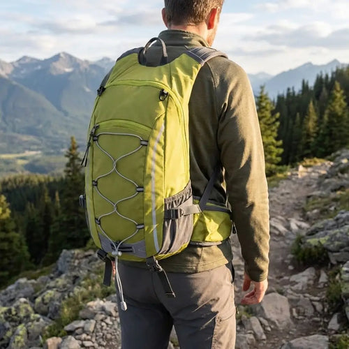Waterproof hiking backpack on a trail