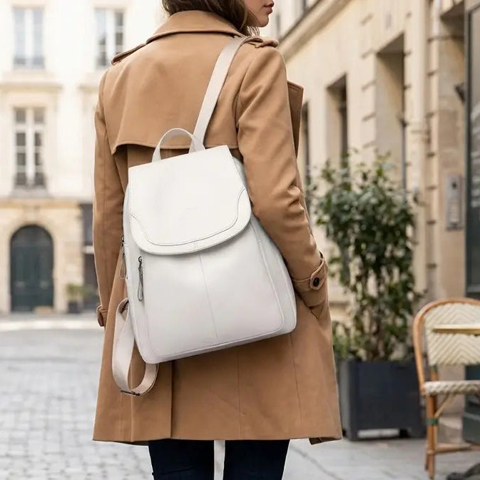 Anti-Theft Leather Backpack — lifestyle