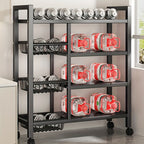 4-Tier Rolling Storage Rack — Metal Shelf with Wire Baskets & Wheels