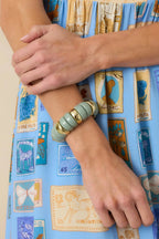 Women's A Hint of Glow Mint Green & Gold Beaded Statement Bracelet | This Bracelet Measures 3" in Diameter 1