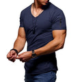 Men's V-neck breathable active fit t-shirt in Marine blue