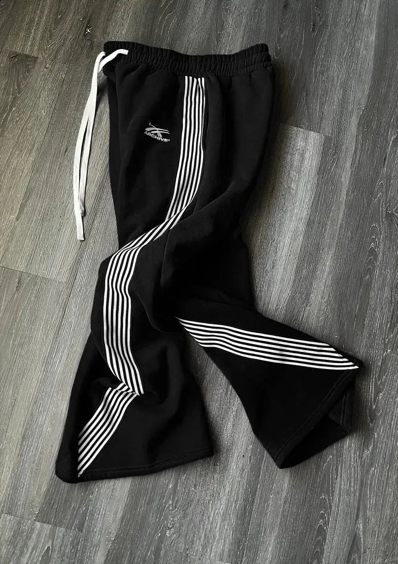Retro-Stripe Joggers — Breathable Loose-Fit Sweatpants