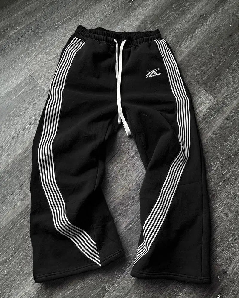 Retro-Stripe Joggers — Breathable Loose-Fit Sweatpants
