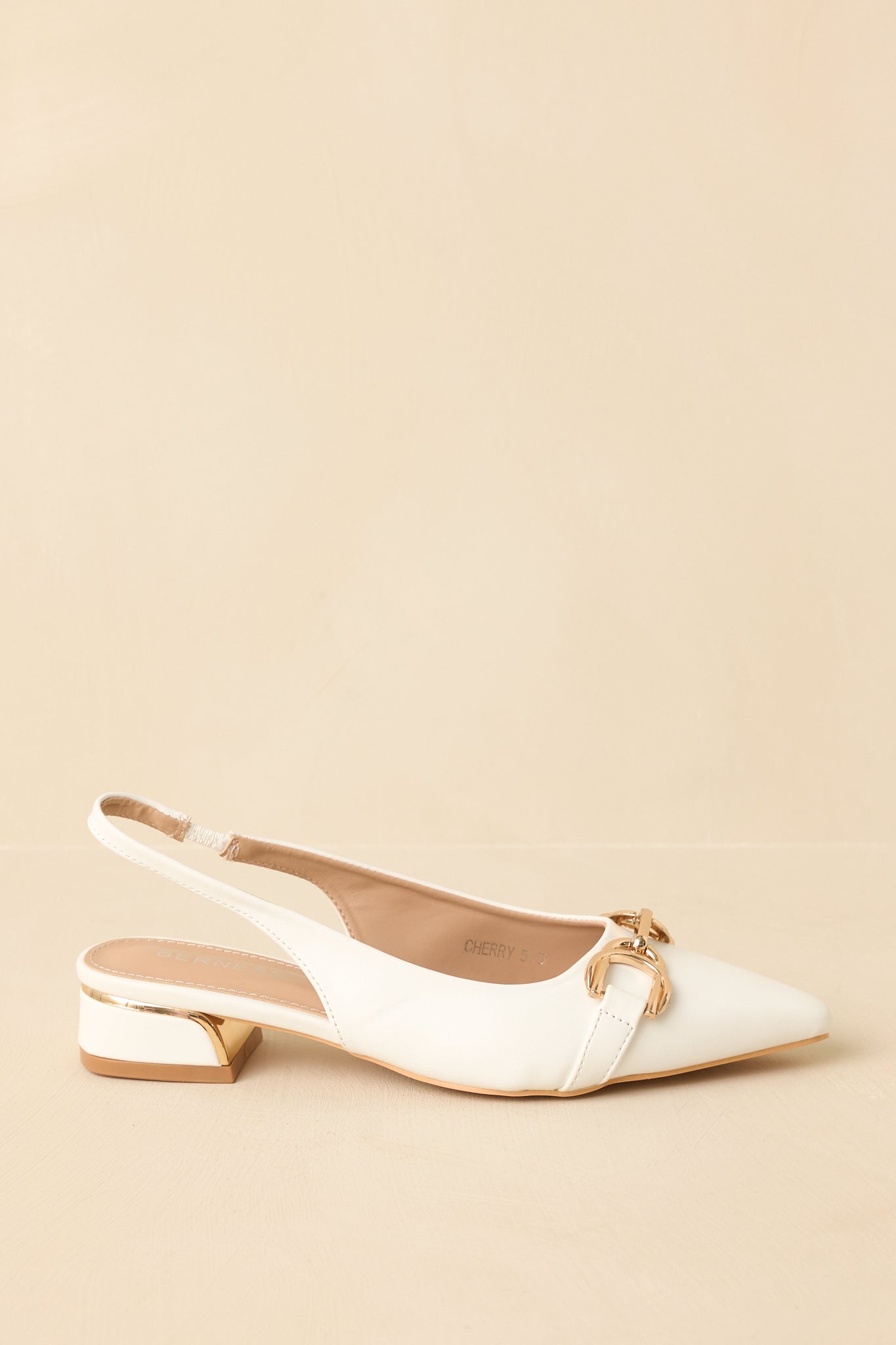Women's Always Everything White Pointed Toe Slingback Low Block Heels | Heel measures 1" 2
