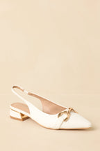 Women's Always Everything White Pointed Toe Slingback Low Block Heels | Heel measures 1" 3