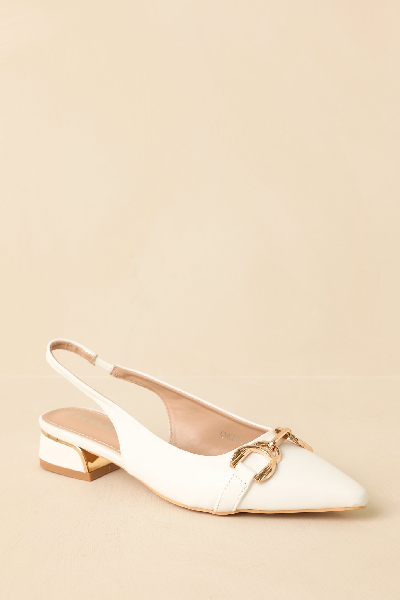 Women's Always Everything White Pointed Toe Slingback Low Block Heels | Heel measures 1" 3