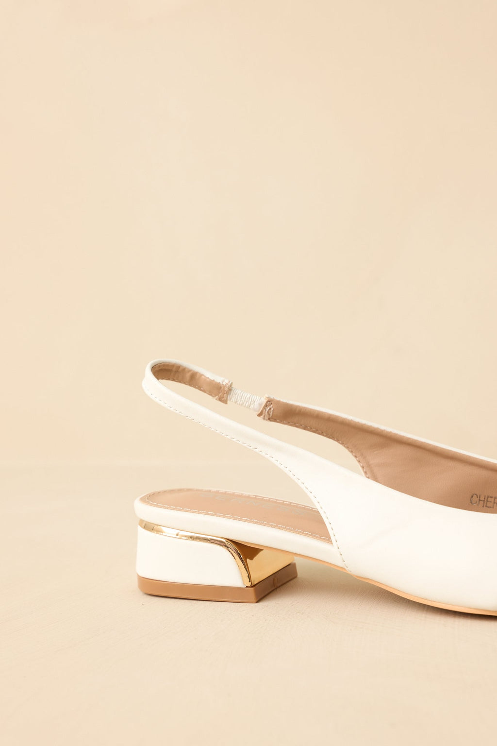Women's Always Everything White Pointed Toe Slingback Low Block Heels | Heel measures 1" 5