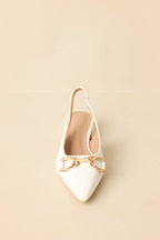 Women's Always Everything White Pointed Toe Slingback Low Block Heels | Heel measures 1" 6