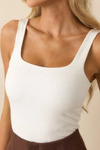 Women's Always My Best Ivory Square Neck Tank Bodysuit | 97% Polyester & 3% Spandex 5