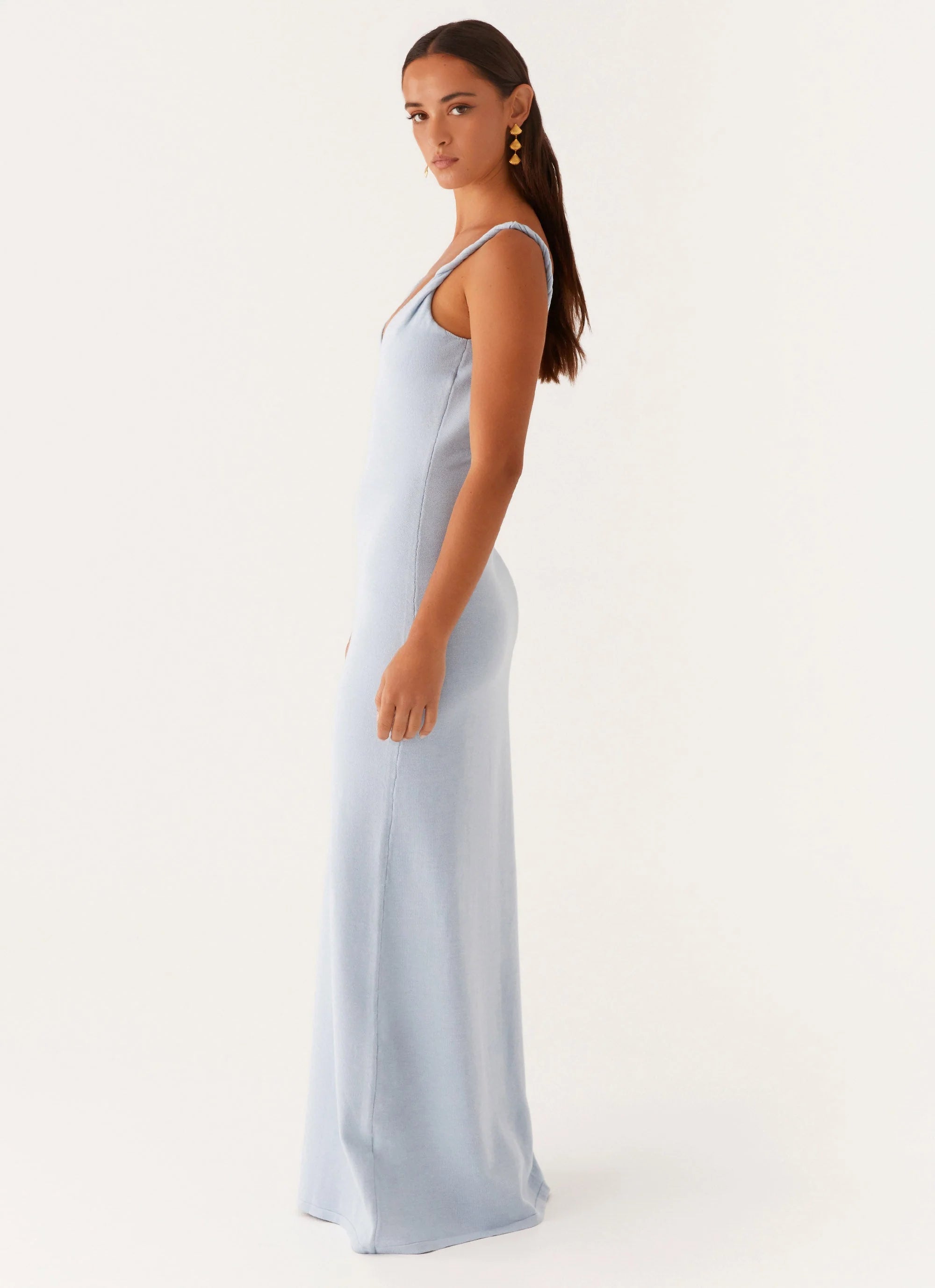 Ellopez – Maxi Dress for Women with Deep V-Neckline & Chiffon Panels