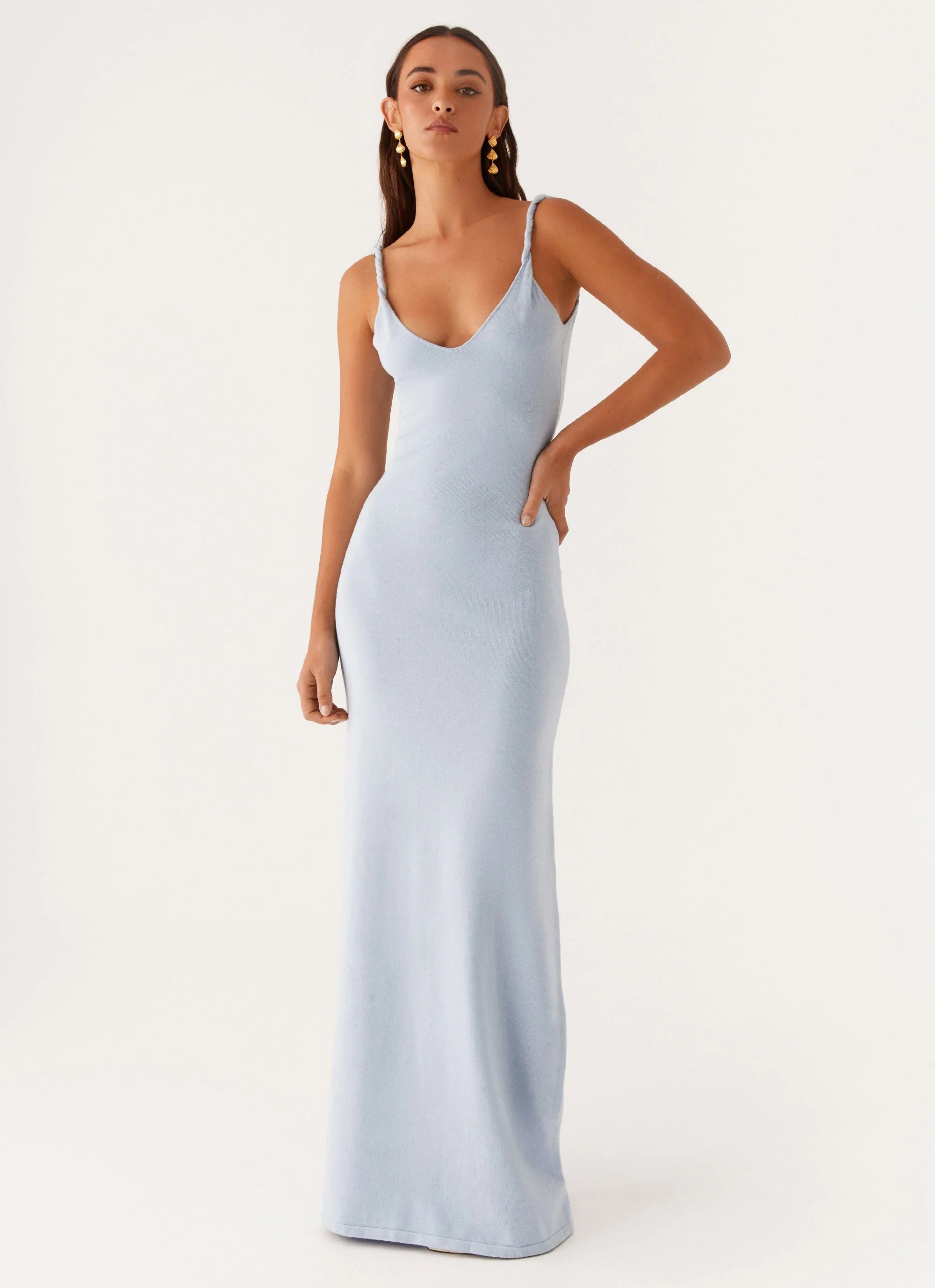 Ellopez – Maxi Dress for Women with Deep V-Neckline & Chiffon Panels