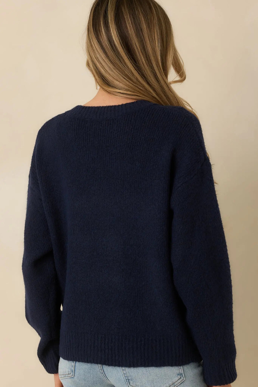 Women's Anchored in Style Navy Multi Knit Nautical V-Neck Sweater | 76% Polyester 7