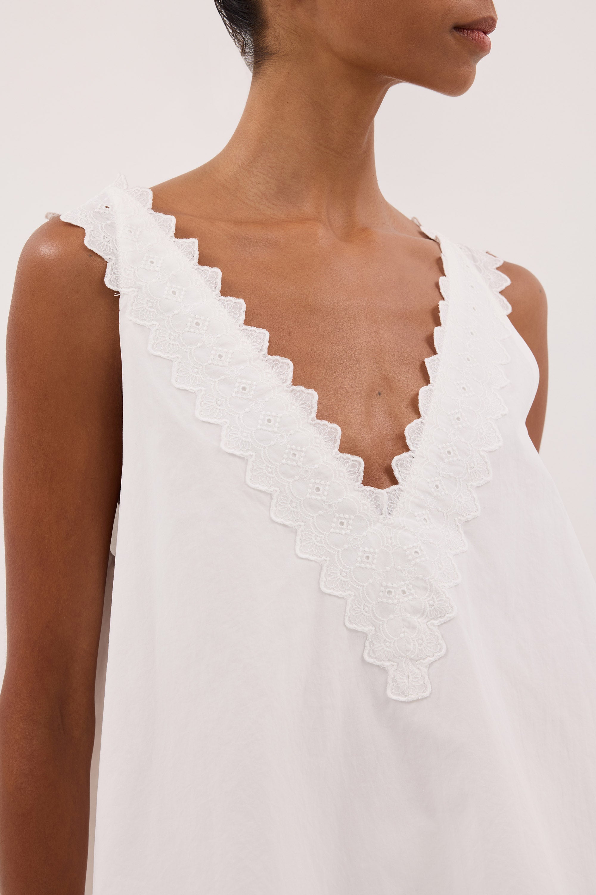 Annabel Collection | Women's Top with Deep V Neckline & Lace Trim | Elegant Sleeveless Blouse for Stylish Comfort