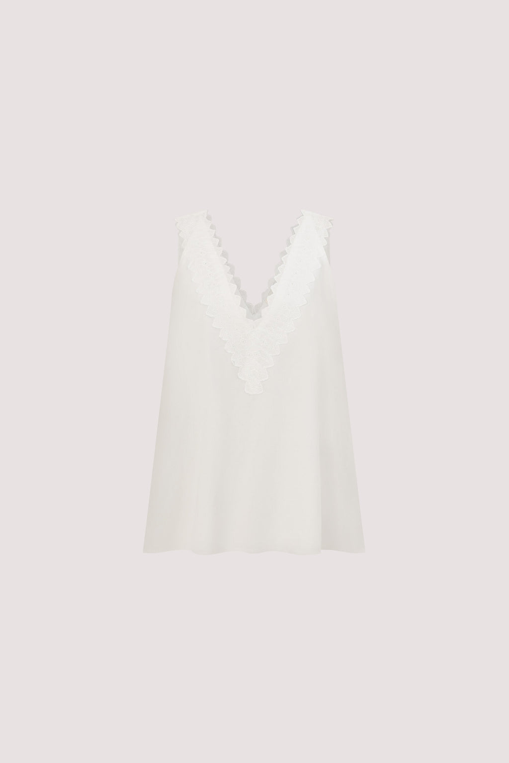 Annabel Collection | Women's Top with Deep V Neckline & Lace Trim | Elegant Sleeveless Blouse for Stylish Comfort