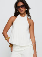 Aquaria Collection | Halter Linen Blend Top with Adjustable Straps | Stylish Summer Top for Comfort