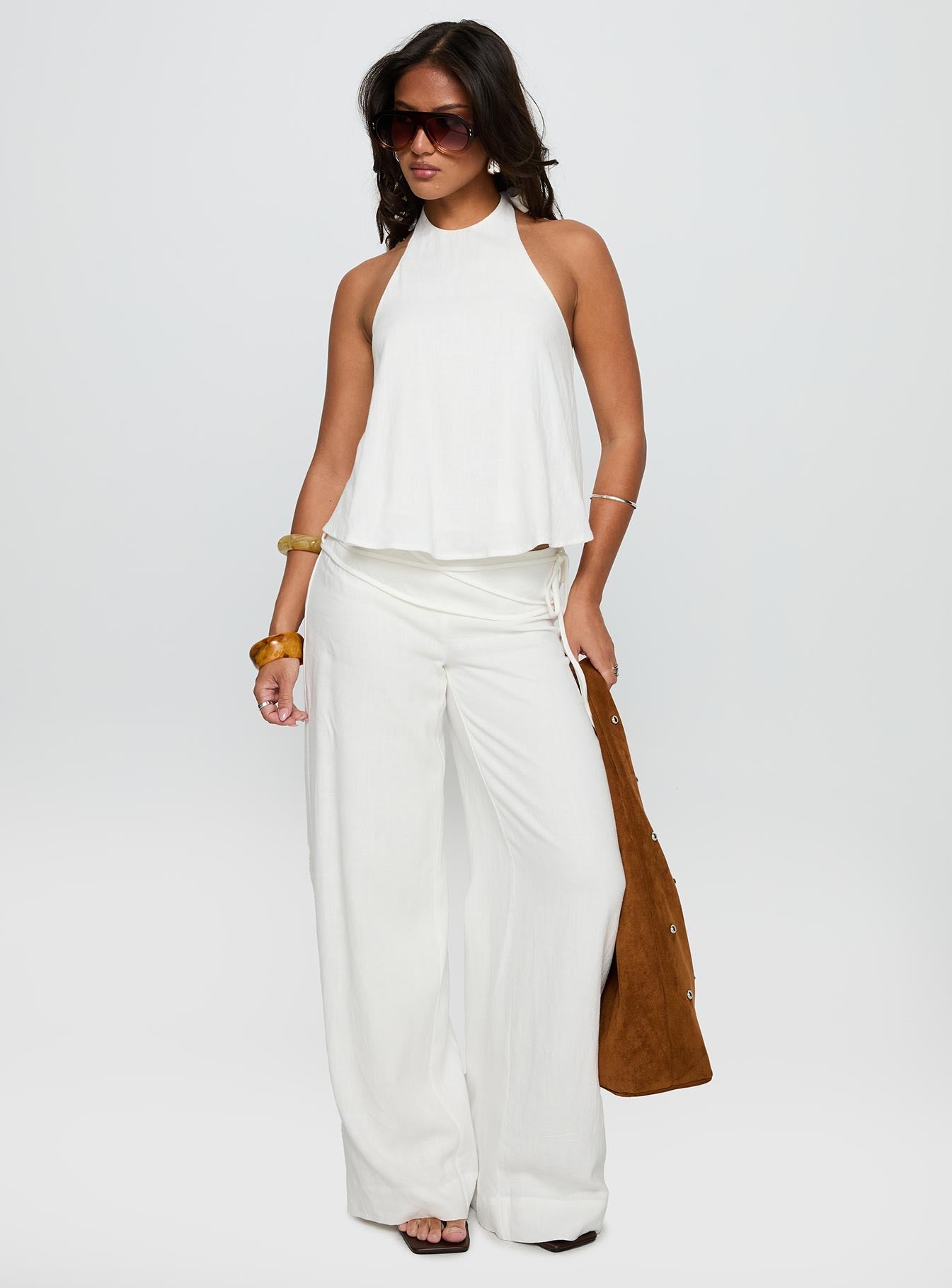 Aquaria Collection | Halter Linen Blend Top with Adjustable Straps | Stylish Summer Top for Comfort