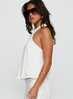 Aquaria Collection | Halter Linen Blend Top with Adjustable Straps | Stylish Summer Top for Comfort