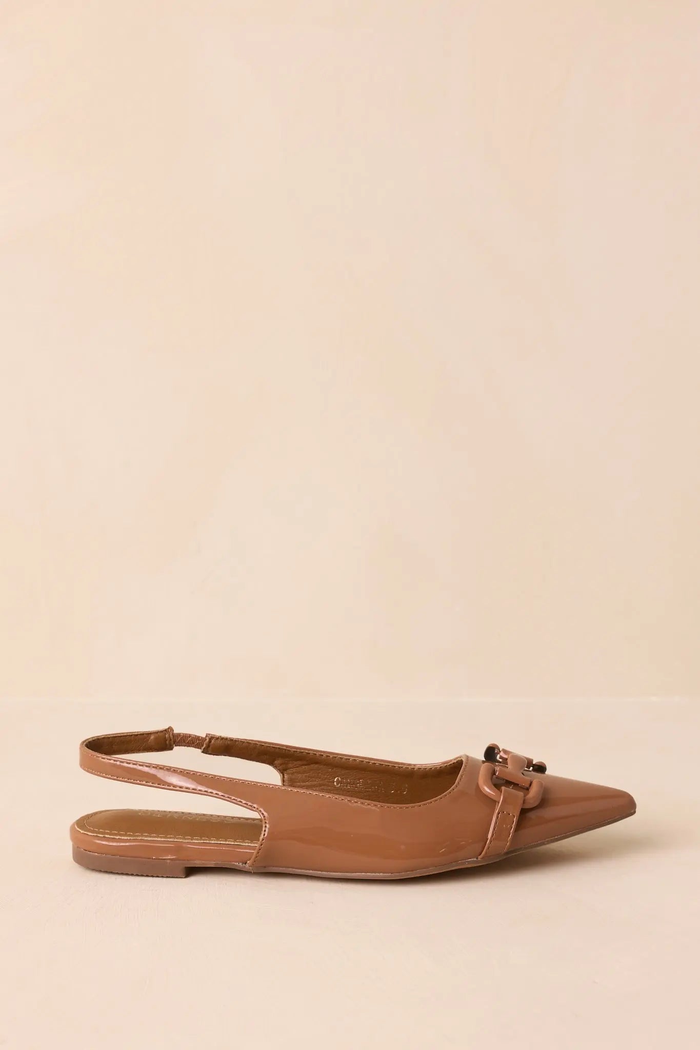 Women's As It Stands Mocha Brown Patent Pointed Toe Slingback Flats | All Man Made Materials 2