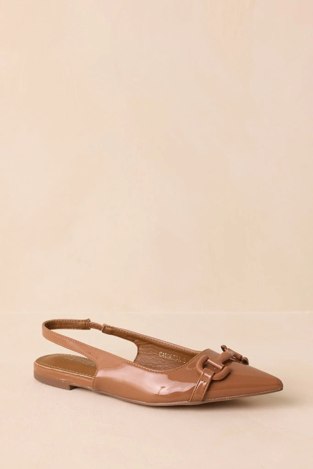 Women's As It Stands Mocha Brown Patent Pointed Toe Slingback Flats | All Man Made Materials 3