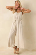 Women's As Simple As That Natural Linen Blend Sleeveless Jumpsuit | 80% Rayon & 20% Linen 0