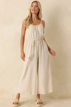 Women's As Simple As That Natural Linen Blend Sleeveless Jumpsuit | 80% Rayon & 20% Linen 2