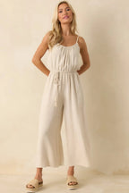 Women's As Simple As That Natural Linen Blend Sleeveless Jumpsuit | 80% Rayon & 20% Linen 6