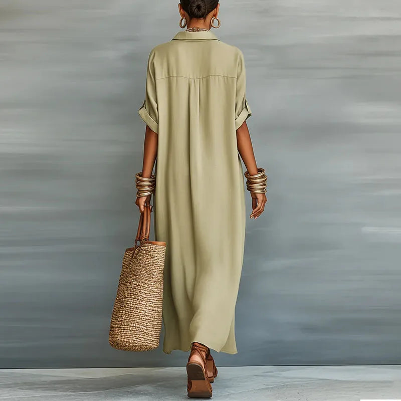 Women's Maxi Dress with Button Front & Flowy Silhouette for Summer...