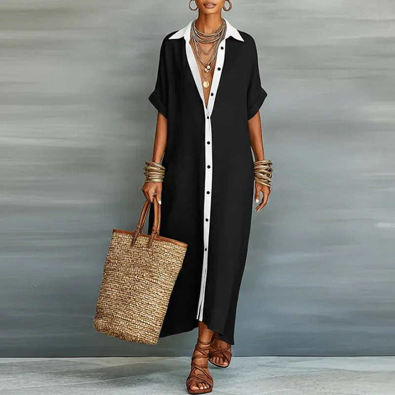 Women's Maxi Dress with Button Front & Flowy Silhouette for Summer...