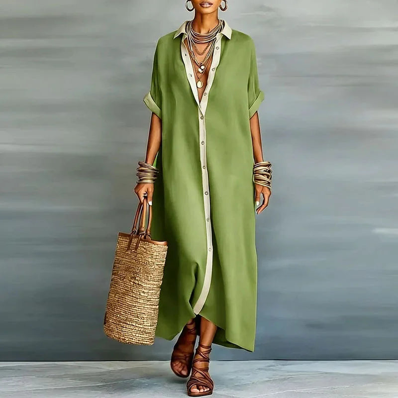 Women's Maxi Dress with Button Front & Flowy Silhouette for Summer...