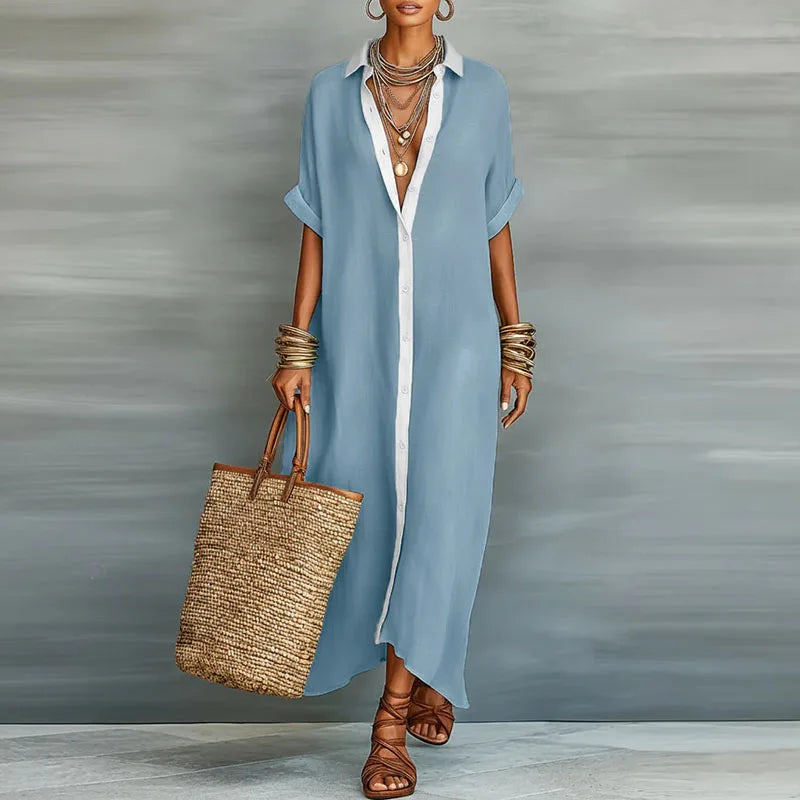 Women's Maxi Dress with Button Front & Flowy Silhouette for Summer...