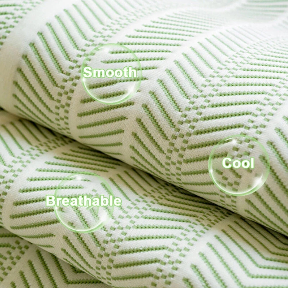 Herringbone scallop-edge sofa cover detail