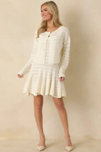 Women's Away We Go Ivory Textured Knit Button Front Cardigan | 75% Viscose & 25% Polyester 4