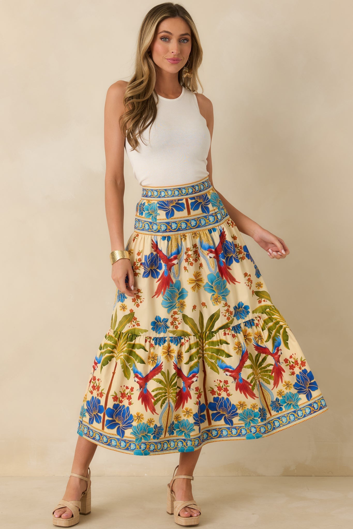 Women's Aylaya Geneva Multi Cotton Tiered Maxi Skirt | 100% Cotton 1